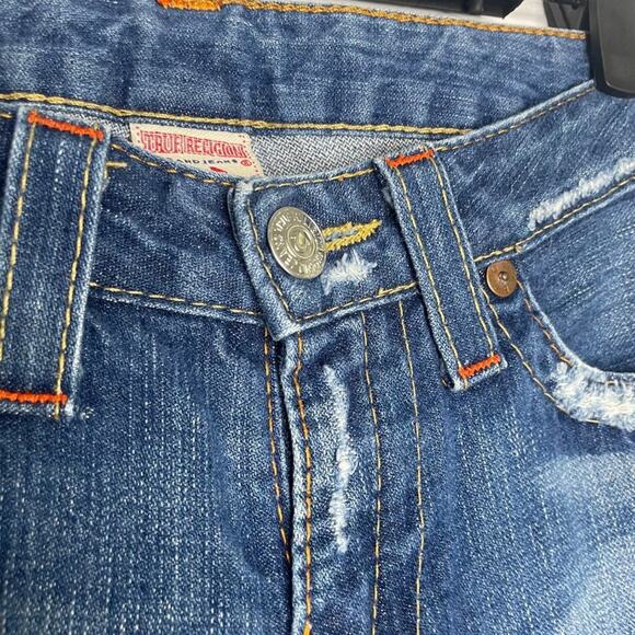 True Religion Womens Jeans Size 28 Distressed Denim Blue Bootcut Leg Jeans - Picture 14 of 16